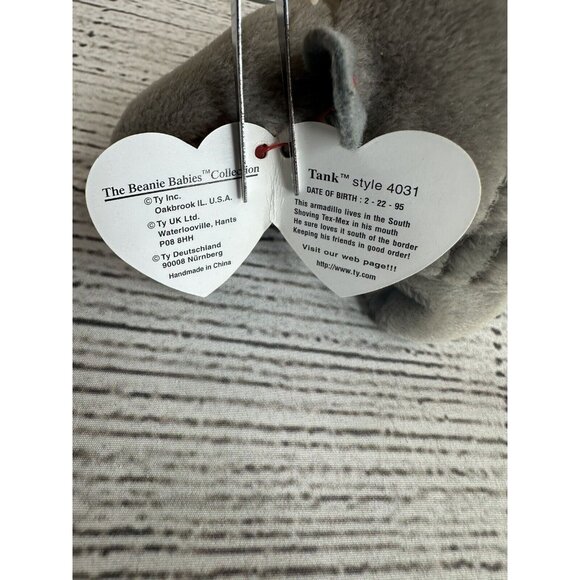 TANK Armadillo Beanie Baby 3rd Generation Tush Tag 1995 PVC Pellets Plush Toy - Picture 7 of 12